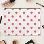 Polka Dots - Pastel Red on White Cosmetic Bag (XL)