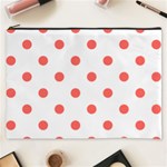 Polka Dots - Pastel Red on White Cosmetic Bag (XXXL)