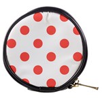 Polka Dots - Pastel Red on White Mini Makeup Bag