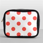 Polka Dots - Pastel Red on White Mini Toiletries Bag (One Side)