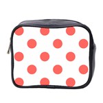 Polka Dots - Pastel Red on White Mini Toiletries Bag (Two Sides)