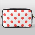 Polka Dots - Pastel Red on White Toiletries Bag (One Side)