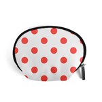 Polka Dots - Pastel Red on White Accessory Pouch (Small)