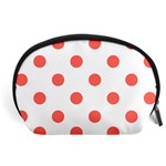 Polka Dots - Pastel Red on White Accessory Pouch (Large)