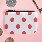 Polka Dots - Pastel Red on White Mini Coin Purse