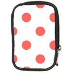 Polka Dots - Pastel Red on White Compact Camera Leather Case