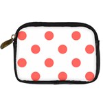 Polka Dots - Pastel Red on White Digital Camera Leather Case