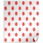 Polka Dots - Pastel Red on White Canvas 8  x 10 