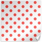 Polka Dots - Pastel Red on White Canvas 12  x 12 