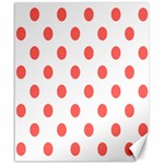 Polka Dots - Pastel Red on White Canvas 20  x 24 