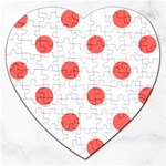 Polka Dots - Pastel Red on White Jigsaw Puzzle (Heart)