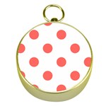 Polka Dots - Pastel Red on White Gold Compass