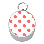 Polka Dots - Pastel Red on White Silver Compass (Mini)