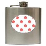 Polka Dots - Pastel Red on White Hip Flask (6 oz)