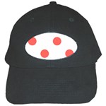 Polka Dots - Pastel Red on White Black Cap