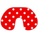 Polka Dots - White on Red Travel Neck Pillow