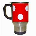 Polka Dots - White on Red Travel Mug (White)