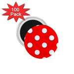 Polka Dots - White on Red 1.75  Magnet (100 pack)