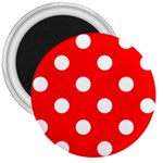 Polka Dots - White on Red 3  Magnet