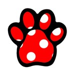 Polka Dots - White on Red Magnet (Paw Print)