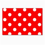 Polka Dots - White on Red Postcards 5  x 7  (Pkg of 10)