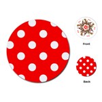 Polka Dots - White on Red Playing Cards (Round)