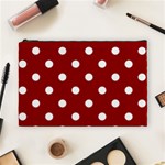 Polka Dots - White on Dark Red Cosmetic Bag (L)