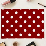 Polka Dots - White on Dark Red Cosmetic Bag (XXL)