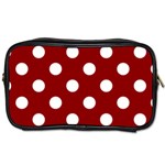 Polka Dots - White on Dark Red Toiletries Bag (Two Sides)