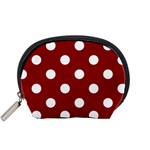 Polka Dots - White on Dark Red Accessory Pouch (Small)