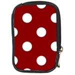 Polka Dots - White on Dark Red Compact Camera Leather Case