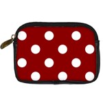 Polka Dots - White on Dark Red Digital Camera Leather Case