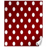 Polka Dots - White on Dark Red Canvas 8  x 10 