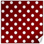 Polka Dots - White on Dark Red Canvas 12  x 12 