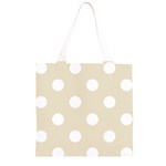 Polka Dots - White on Pearl Brown Grocery Light Tote Bag