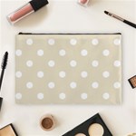 Polka Dots - White on Pearl Brown Cosmetic Bag (L)