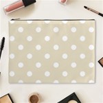 Polka Dots - White on Pearl Brown Cosmetic Bag (XL)