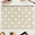 Polka Dots - White on Pearl Brown Cosmetic Bag (XXXL)