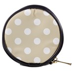 Polka Dots - White on Pearl Brown Mini Makeup Bag