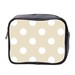 Polka Dots - White on Pearl Brown Mini Toiletries Bag (Two Sides)