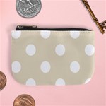 Polka Dots - White on Pearl Brown Mini Coin Purse