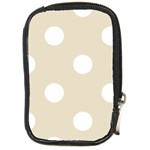 Polka Dots - White on Pearl Brown Compact Camera Leather Case