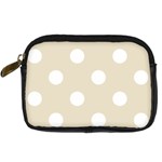 Polka Dots - White on Pearl Brown Digital Camera Leather Case