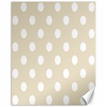 Polka Dots - White on Pearl Brown Canvas 11  x 14 