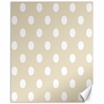 Polka Dots - White on Pearl Brown Canvas 16  x 20 