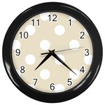 Polka Dots - White on Pearl Brown Wall Clock (Black)