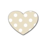 Polka Dots - White on Pearl Brown Rubber Coaster (Heart)