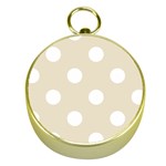 Polka Dots - White on Pearl Brown Gold Compass