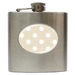 Polka Dots - White on Pearl Brown Hip Flask (6 oz)