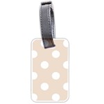 Polka Dots - White on Almond Brown Luggage Tag (Two Sides)